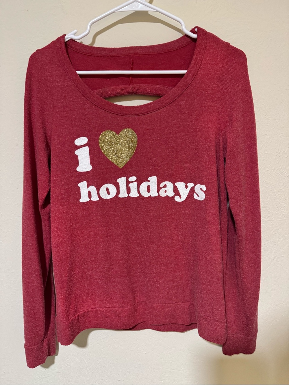 Chaser - made in America- Holiday Graphic Long-Sleeve Top in Red